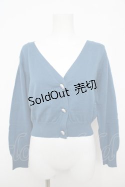 画像1: an another angelus / ローズカメオ釦Vネックニットカーディガン F ブルー Y-26-04-11-045-CA-TO-SZ-ZY