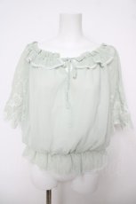 画像1: axes femme / 袖刺繍シフォンプルオーバー  ミント Y-26-04-11-047-AX-TO-SZ-ZY (1)