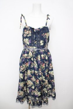 画像1: axes femme / フルーツ柄キャミワンピース  紺 Y-26-04-11-052-AX-OP-SZ-ZY