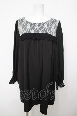 画像1: axes femme / レース配色Aラインワンピース  黒 Y-26-04-11-054-AX-OP-SZ-ZY