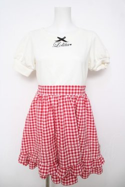 画像1: Ank Rouge / チェック切替ワンピース  白×赤 Y-26-04-11-070-CA-OP-SZ-ZY