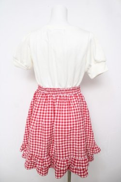 画像2: Ank Rouge / チェック切替ワンピース  白×赤 Y-26-04-11-070-CA-OP-SZ-ZY