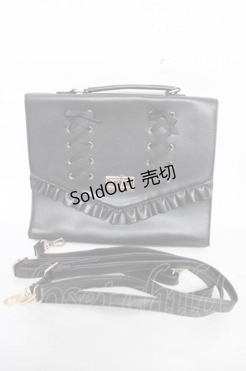 画像1: axes femme POETIQUE / レースアップサッチェルバッグ  黒 Y-26-04-11-010-AX-BG-SZ-ZY (1)