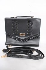 画像1: axes femme POETIQUE / レースアップサッチェルバッグ  黒 Y-26-04-11-010-AX-BG-SZ-ZY (1)