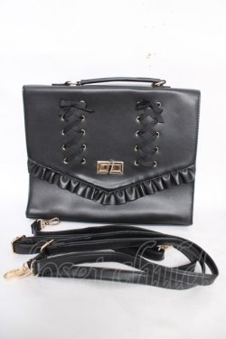 画像1: axes femme POETIQUE / レースアップサッチェルバッグ  黒 Y-26-04-11-010-AX-BG-SZ-ZY