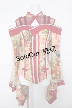 画像1: Ozz oneste / チャイナ和柄着物袖オフショルトップス  赤 Y-26-04-11-086-OO-TO-SZ-ZY