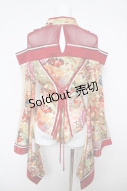 画像2: Ozz oneste / チャイナ和柄着物袖オフショルトップス  赤 Y-26-04-11-086-OO-TO-SZ-ZY
