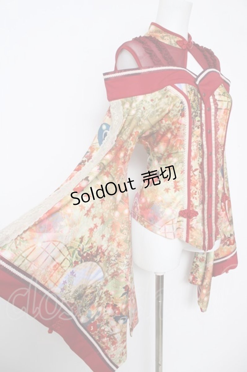 画像3: Ozz oneste / チャイナ和柄着物袖オフショルトップス  赤 Y-26-04-11-086-OO-TO-SZ-ZY (3)