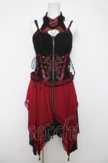 画像1: OZZ ANGELO / 薔薇刺繍フリルビスチェワンピース  ワインｘ黒 Y-26-04-11-088-OO-OP-AS-ZY (1)