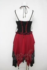 画像2: OZZ ANGELO / 薔薇刺繍フリルビスチェワンピース  ワインｘ黒 Y-26-04-11-088-OO-OP-AS-ZY (2)