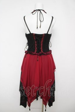 画像2: OZZ ANGELO / 薔薇刺繍フリルビスチェワンピース  ワインｘ黒 Y-26-04-11-088-OO-OP-AS-ZY