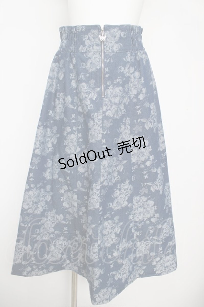 画像1: axes femme / ジップ付ブーケデニムスカート  インディゴ Y-26-04-11-098-AX-SK-SZ-ZS (1)