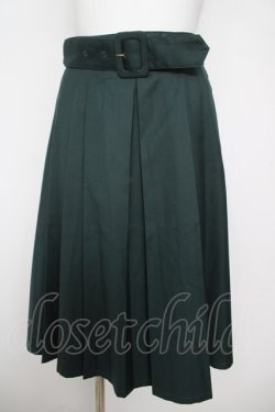画像1: F i.n.t / 太ベルト付きレトロプリーツスカート  グリーン Y-26-04-11-101-CA-SK-SZ-ZY