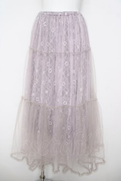 画像1: Maison de FLEUR / フラワーレースチュールスカート  ラベンダー Y-26-04-11-104-LO-SK-SZ-ZY