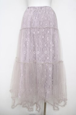 画像2: Maison de FLEUR / フラワーレースチュールスカート  ラベンダー Y-26-04-11-104-LO-SK-SZ-ZY