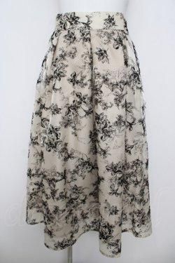 画像1: an another angelus / フラワーフロッキープリントタックスカート F アイボリー Y-26-04-11-112-CA-SK-SZ-ZY