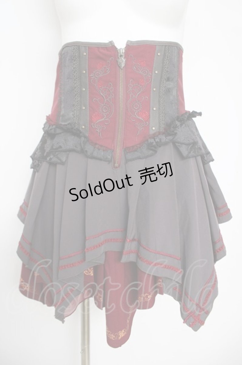画像1: Ozz oneste / 刺繍コルセットスカート  ワインｘ黒 Y-26-04-11-115-OO-SK-AS-ZY (1)