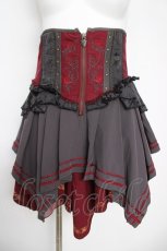 画像1: Ozz oneste / 刺繍コルセットスカート  ワインｘ黒 Y-26-04-11-115-OO-SK-AS-ZY (1)