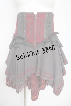 画像1: Ozz oneste / 刺繍コルセットスカート  ワインｘ黒 Y-26-04-11-115-OO-SK-AS-ZY