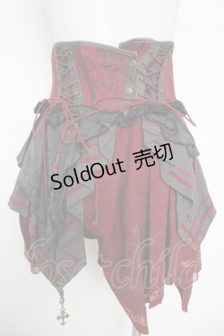 画像2: Ozz oneste / 刺繍コルセットスカート  ワインｘ黒 Y-26-04-11-115-OO-SK-AS-ZY