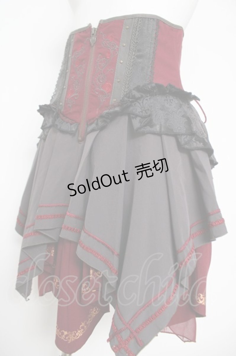 画像3: Ozz oneste / 刺繍コルセットスカート  ワインｘ黒 Y-26-04-11-115-OO-SK-AS-ZY (3)