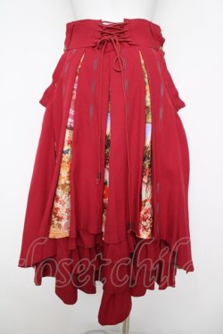 画像2: Ozz oneste / 紅葉刺繍袴風スカート  ワイン Y-26-04-11-116-OO-SK-AS-ZY