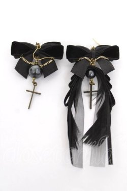 画像2: mayla classic / リボン×クロスピアス  黒 Y-26-04-11-002-LO-AC-SZ-ZY