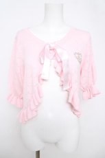 画像1: BABY, THE STARS SHINE BRIGHT / スカラップ透かし五分袖ボレロ  ピンク Y-26-04-11-023-BA-TO-0-ZY (1)