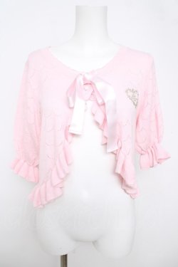 画像1: BABY, THE STARS SHINE BRIGHT / スカラップ透かし五分袖ボレロ  ピンク Y-26-04-11-023-BA-TO-0-ZY