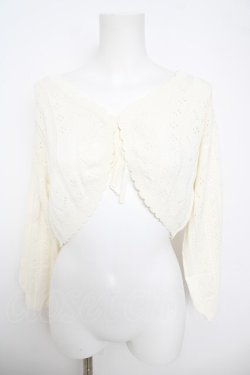 画像1: F i.n.t / ストライプ透かし編みニットボレロ F オフホワイト Y-26-04-11-033-CA-TO-SZ-ZY