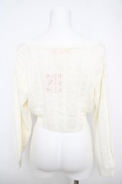 画像2: F i.n.t / ストライプ透かし編みニットボレロ F オフホワイト Y-26-04-11-033-CA-TO-SZ-ZY