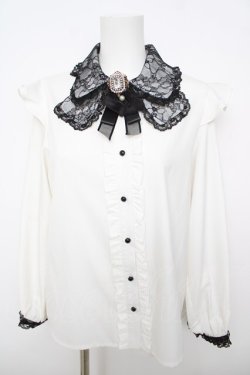 画像1: Rojita / ブローチ付きブラウス  シロ Y-26-04-11-038-LO-BL-SZ-ZY