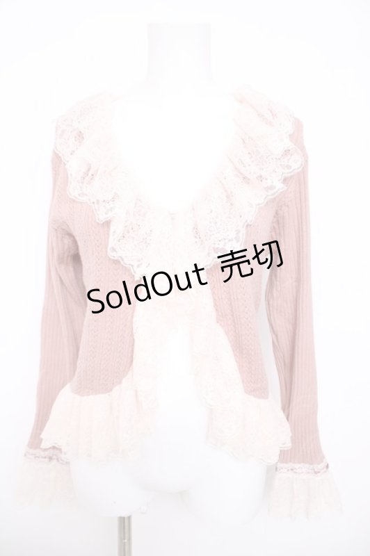 画像1: axes femme / レースフリルニットボレロ F ピンク Y-26-04-13-037-AX-TO-SZ-ZY (1)