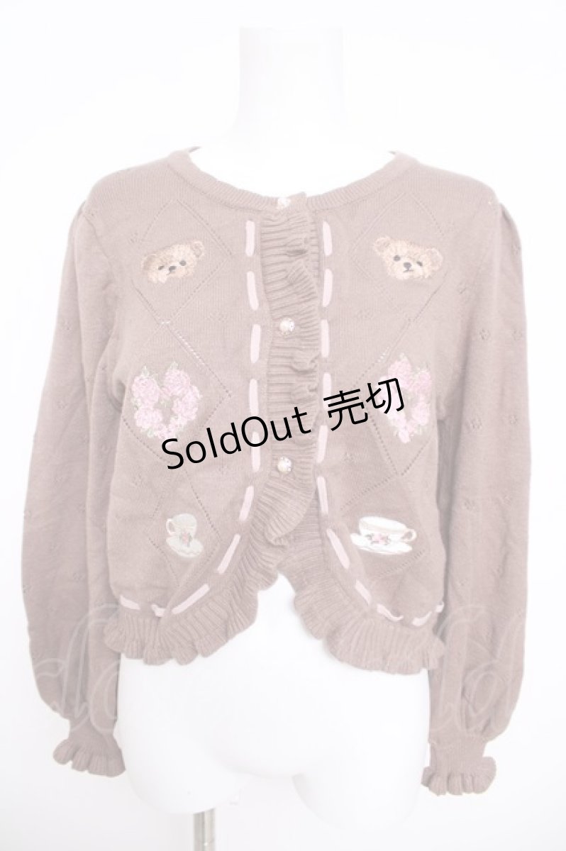 画像1: axes femme kawaii / Rosy Bearニットカーデ M モカ Y-26-04-13-043-AX-TO-SZ-ZY (1)