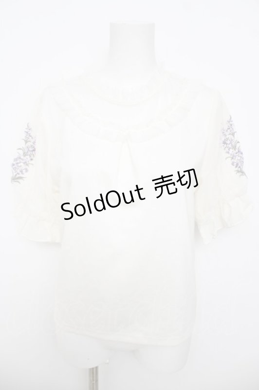 画像1: axes femme / ラベンダー刺繍プルオーバー M 白 Y-26-04-13-051-AX-TO-SZ-ZY (1)