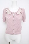 画像1: axes femme / 花刺繍半袖ニットカーディガン M ピンク Y-26-04-13-056-AX-TO-SZ-ZY (1)