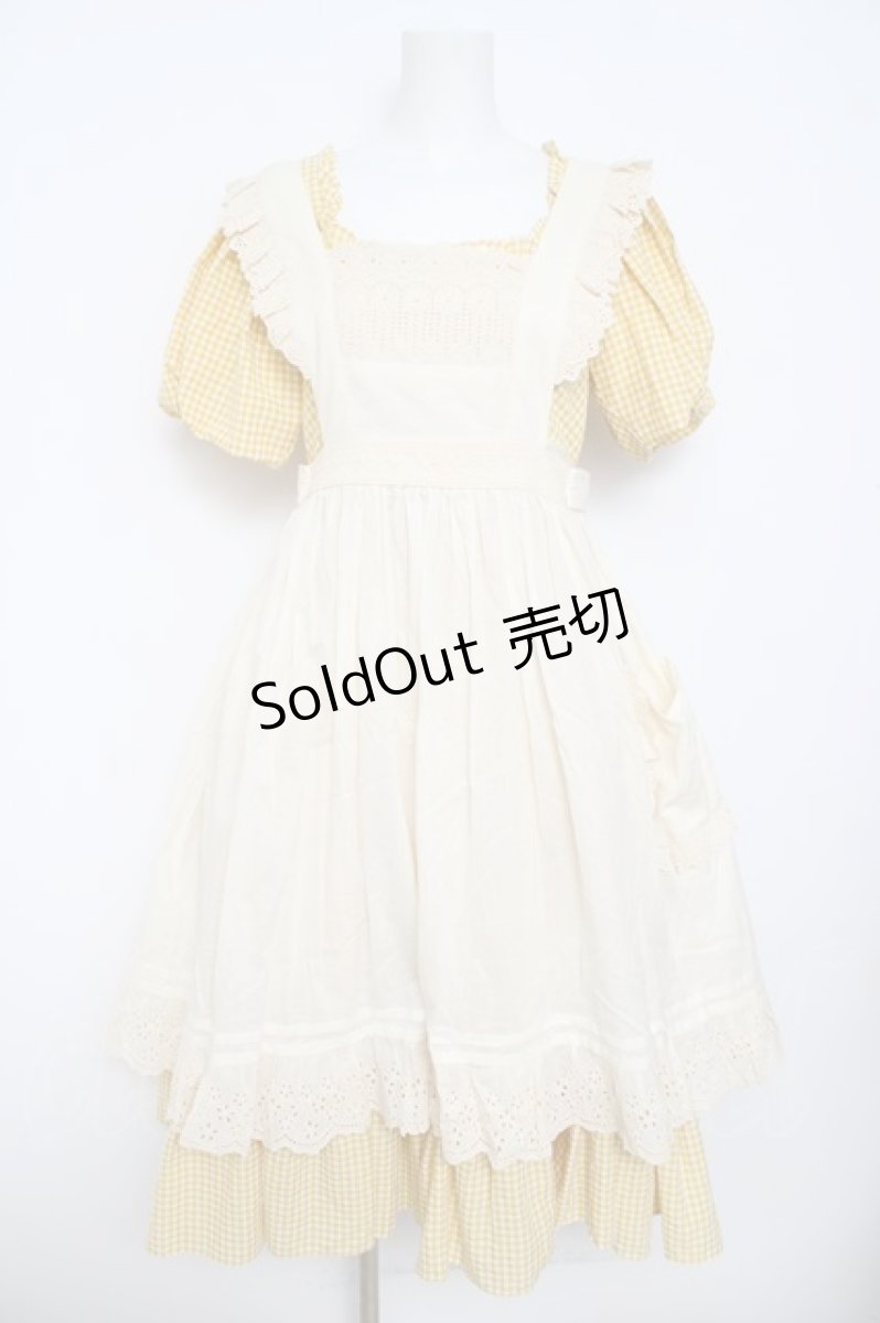 画像1: 胡桃木JK / Belle エプロンキワンピースセット M イエロー Y-26-04-13-075-LO-OP-SZ-ZY (1)