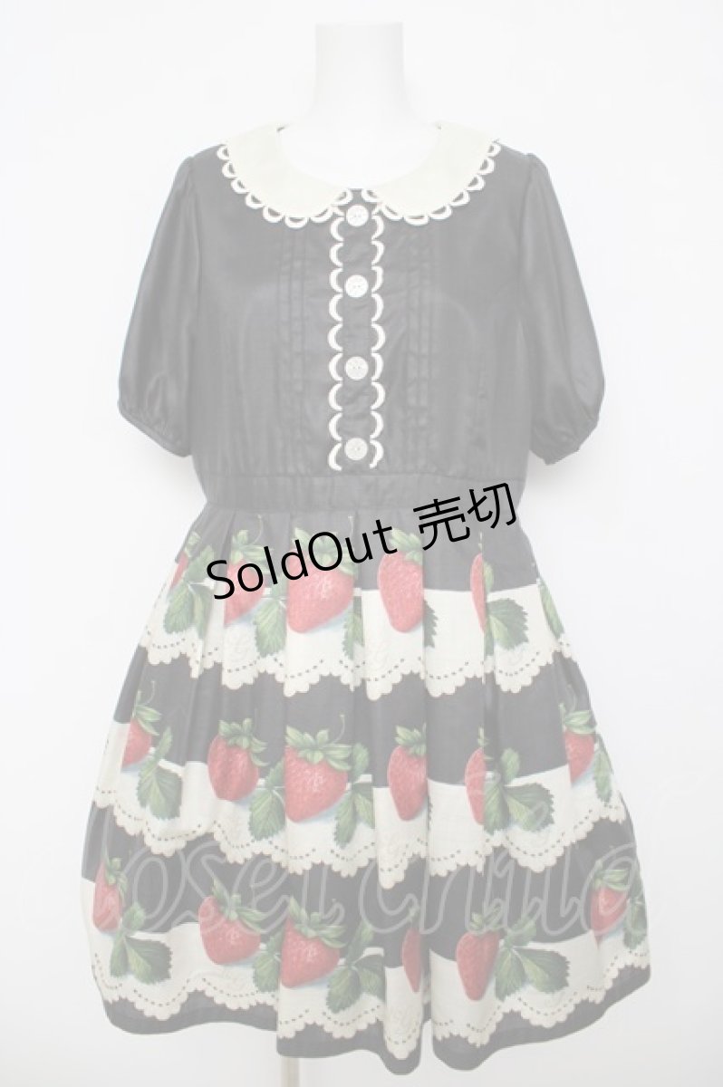 画像1: Leur Getter / Antique Lace Strawberry袖付きワンピース L ブラック Y-26-04-13-084-LU-OP-SZ-ZY (1)