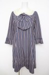 画像1: Leur Getter / レジメンタルストライプワンピース M ブルー Y-26-04-13-087-LU-OP-SZ-ZY (1)