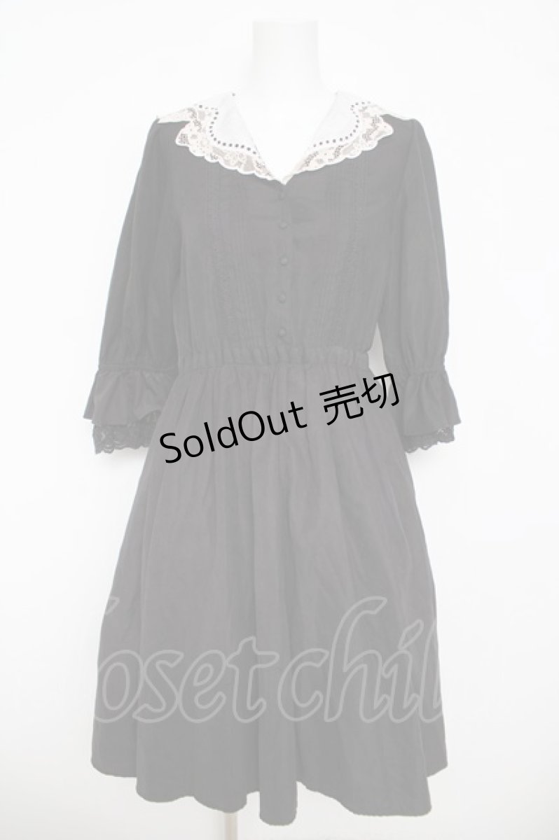 画像1: axes femme POETIQUE / ヴィンテージレース襟ワンピース M 黒 Y-26-04-13-117-AX-OP-SZ-ZI (1)