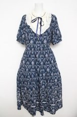 画像1: axes femme / 壁紙柄ブロッキングワンピース M 紺 Y-26-04-13-119-AX-OP-SZ-ZY (1)
