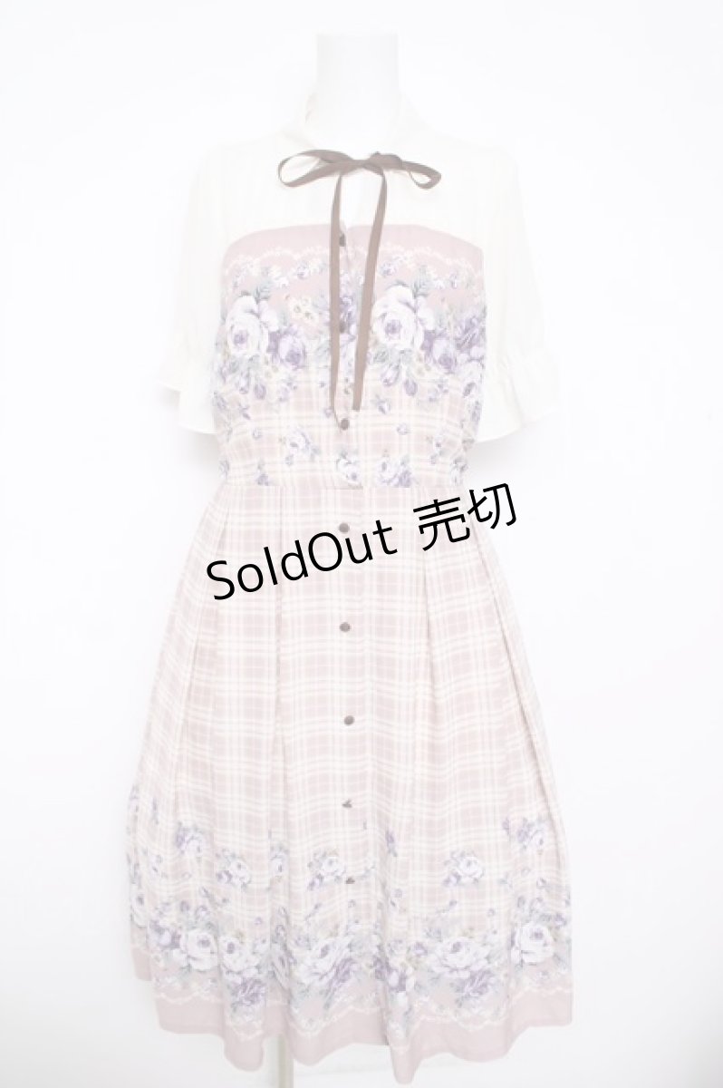 画像1: axes femme / フラワー×チェックワンピース M アワピンク Y-26-04-13-121-AX-OP-SZ-ZY (1)