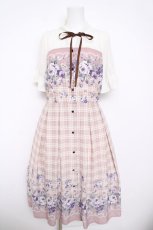 画像1: axes femme / フラワー×チェックワンピース M アワピンク Y-26-04-13-121-AX-OP-SZ-ZY (1)