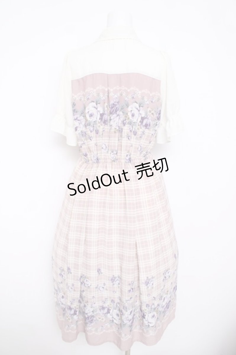 画像2: axes femme / フラワー×チェックワンピース M アワピンク Y-26-04-13-121-AX-OP-SZ-ZY (2)