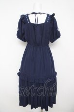 画像2: axes femme / ハシゴレース×袖バラ刺繍ワンピース F 紺 Y-26-04-13-132-AX-OP-SZ-ZY (2)