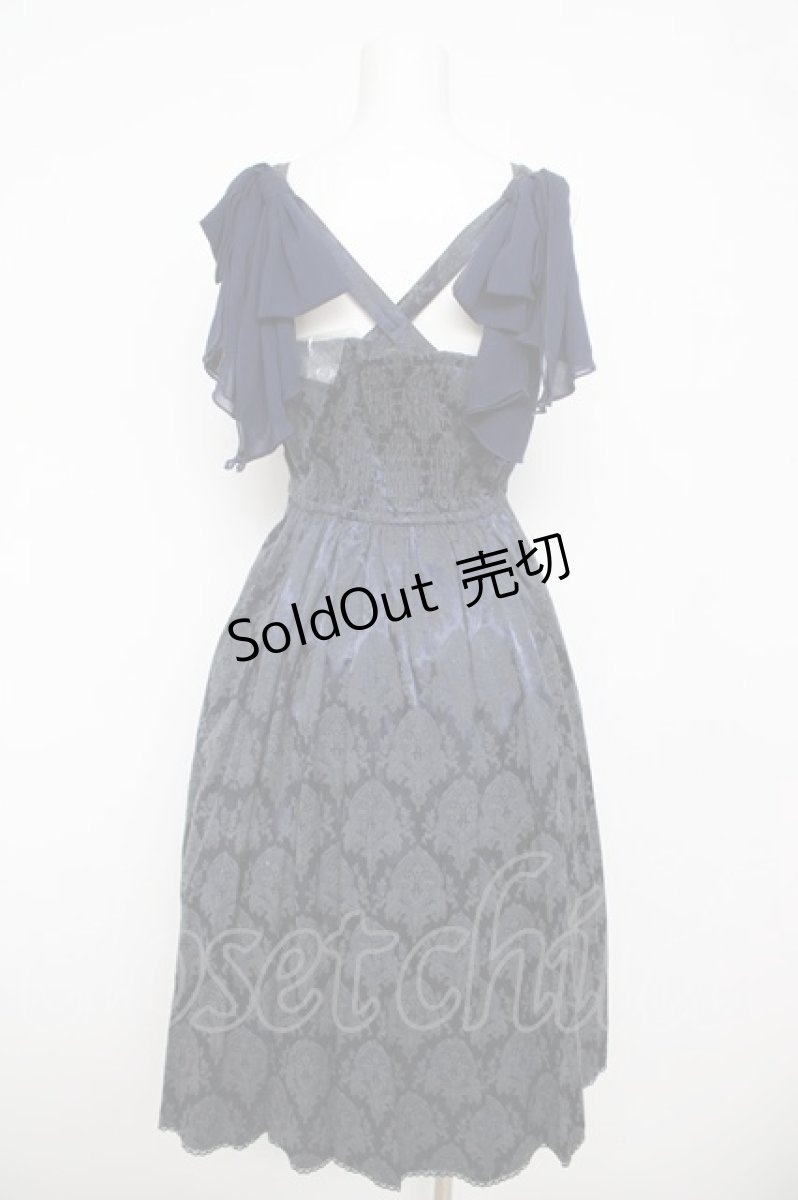 画像2: axes femme POETIQUE / シフォンリボンキャミワンピース M 紺 Y-26-04-13-140-AX-OP-SZ-ZY (2)