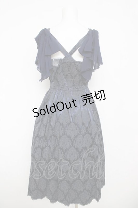 画像2: axes femme POETIQUE / シフォンリボンキャミワンピース M 紺 Y-26-04-13-140-AX-OP-SZ-ZY (2)