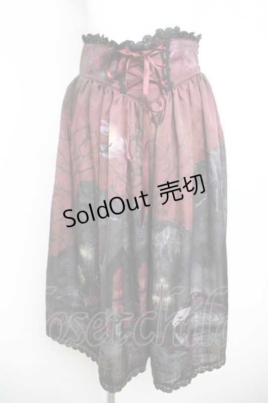 画像1: ALICE and the PIRATES / Vampire Nocturne柄スカート  ワイン Y-26-04-13-167-PA-SK-SZ-ZY (1)