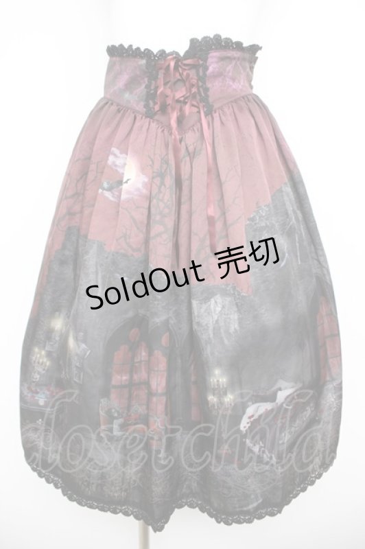 画像2: ALICE and the PIRATES / Vampire Nocturne柄スカート  ワイン Y-26-04-13-167-PA-SK-SZ-ZY (2)
