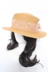 画像1: axes femme / レースリボンカンカン帽 57.5cm ベージュ Y-26-04-13-018-AX-AC-SZ-ZY (1)